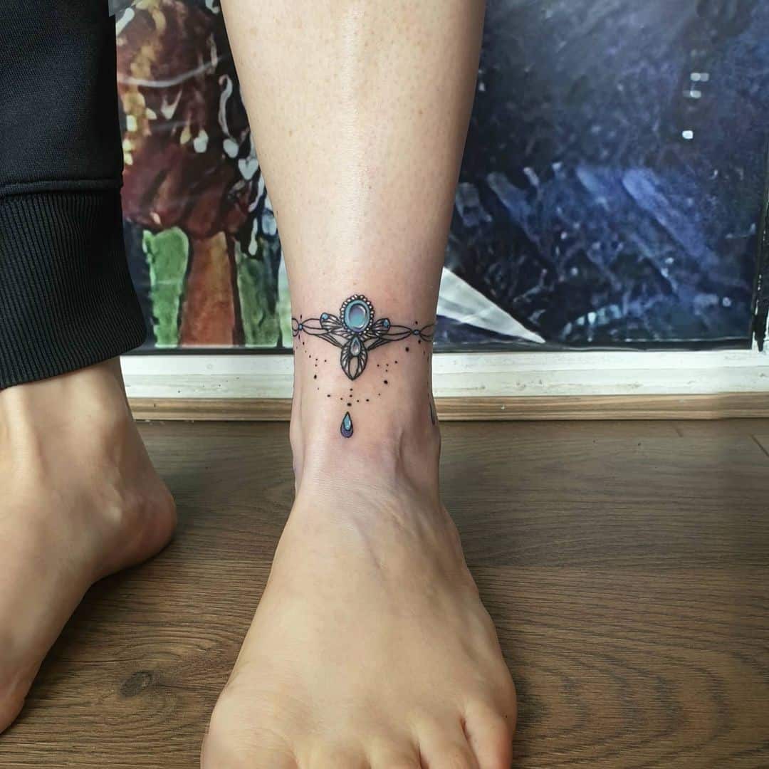 ankle chain tattoo ideas 0027