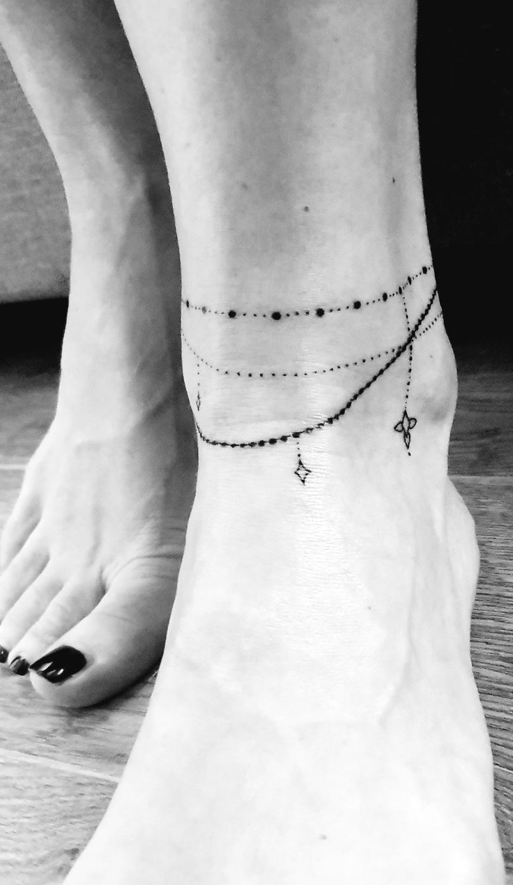 ankle chain tattoo ideas 0092