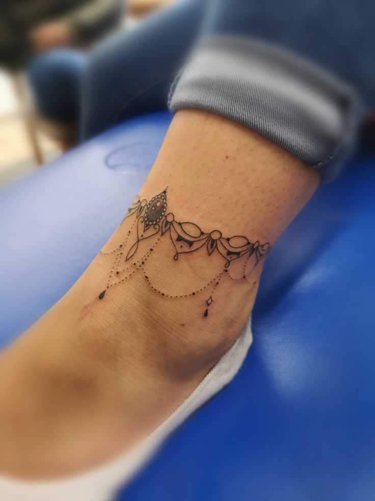 ankle chain tattoo ideas 0099