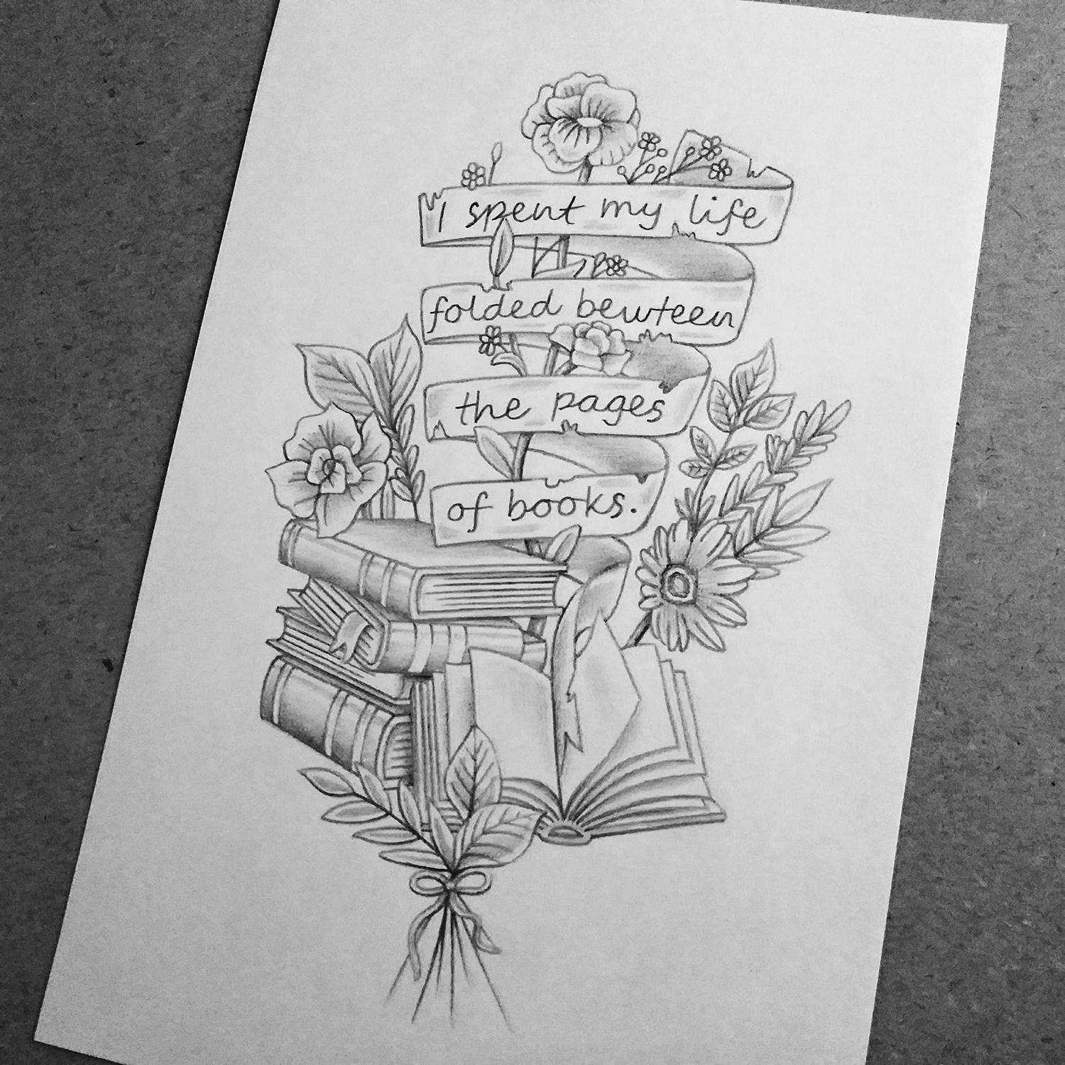 artistic book-themed tattoo concepts