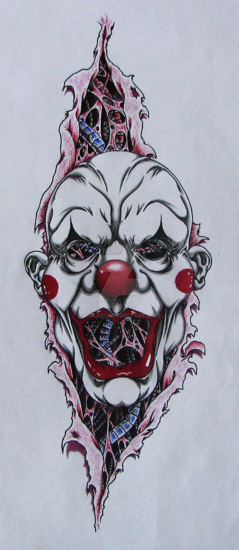 artistic clown tattoo representations.