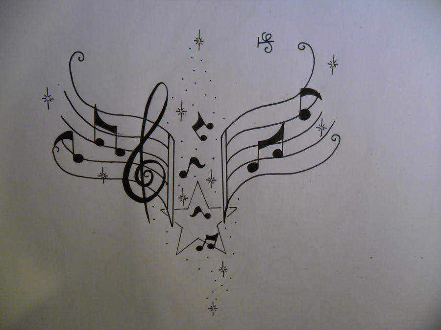 artistic music notes tattoo representations.