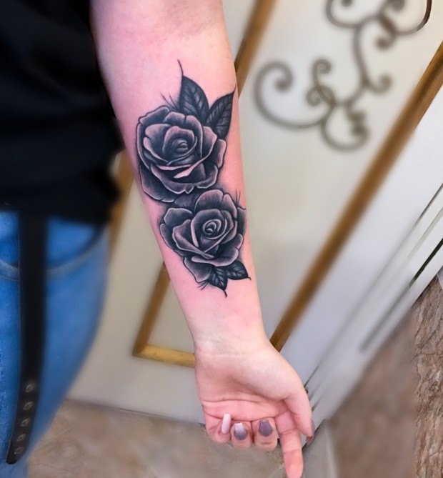 artistic small black rose tattoo variations