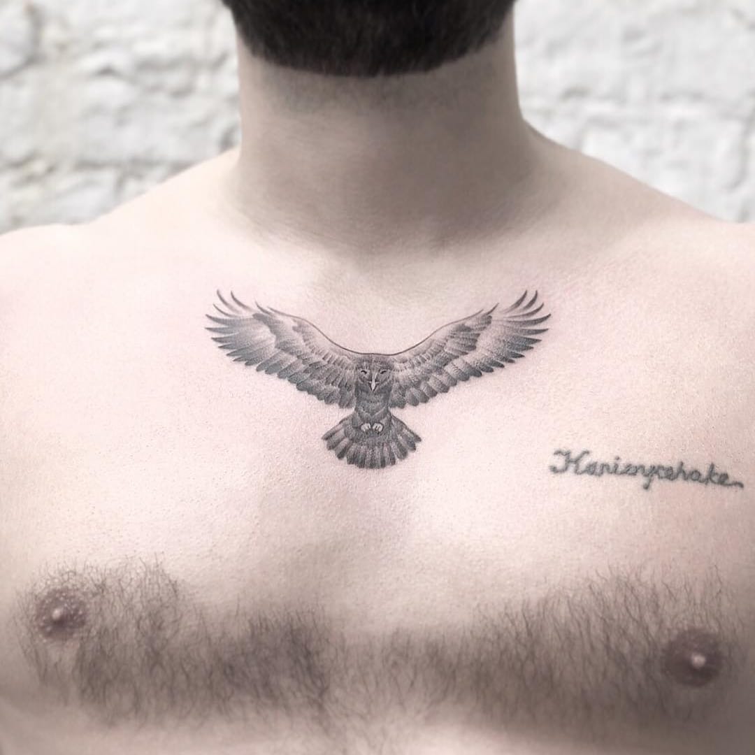 artistic small eagle chest tattoo variations