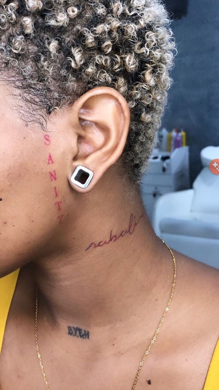 artistic small side face tattoos for her