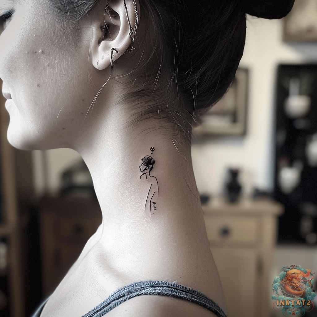 artistic small side neck tattoos female collection