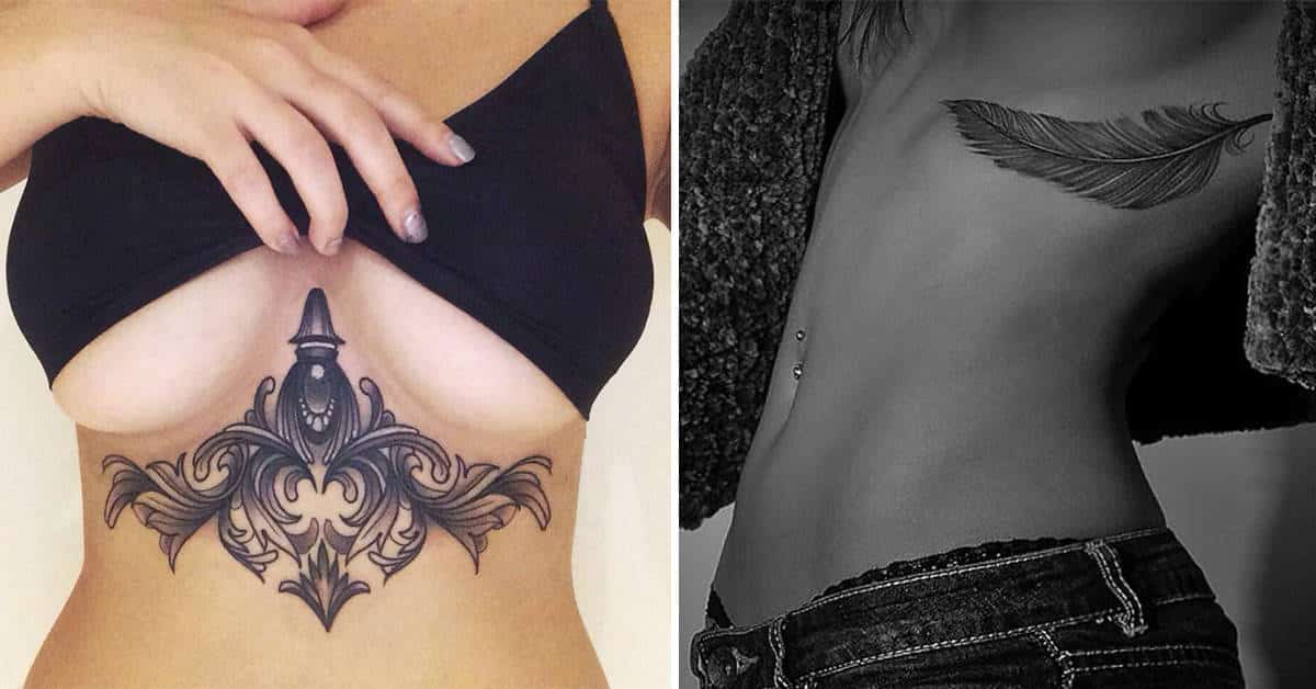 artistic under breast tattoo examples