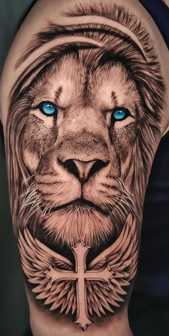 bold lion tattoo ideas for men.