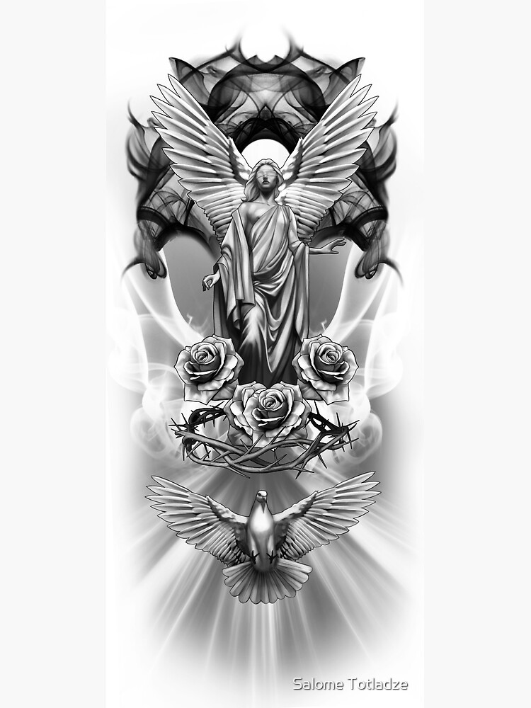 classic Archangel Gabriel tattoo imagery.