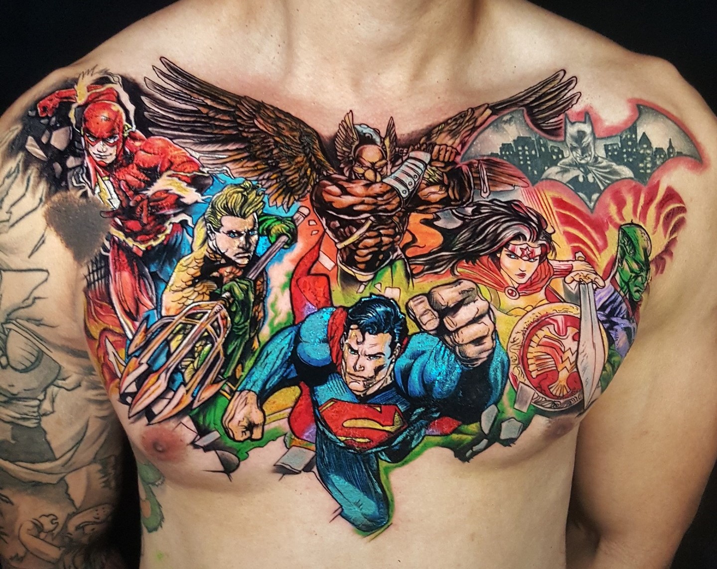 colorful comic book tattoo ideas