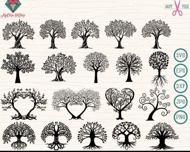 colorful family tree tattoo ideas