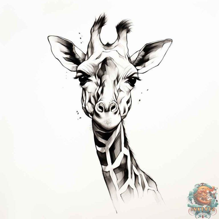 colorful giraffe tattoo ideas