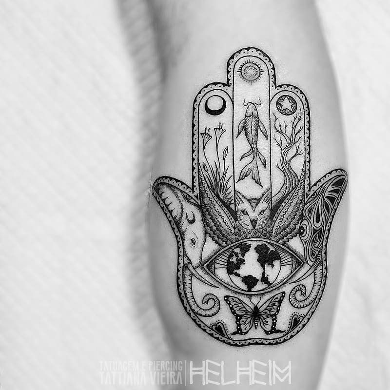 colorful Hamsa tattoo art