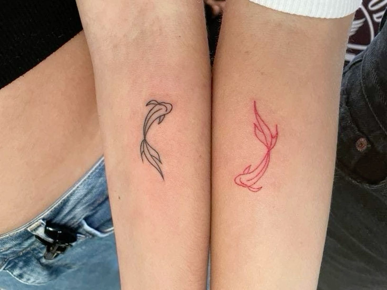 colorful minimalist small koi fish tattoo concepts