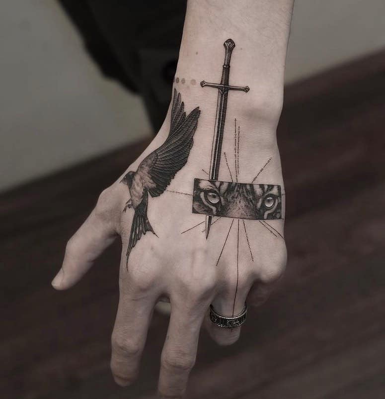 creative small hand tattoos for men