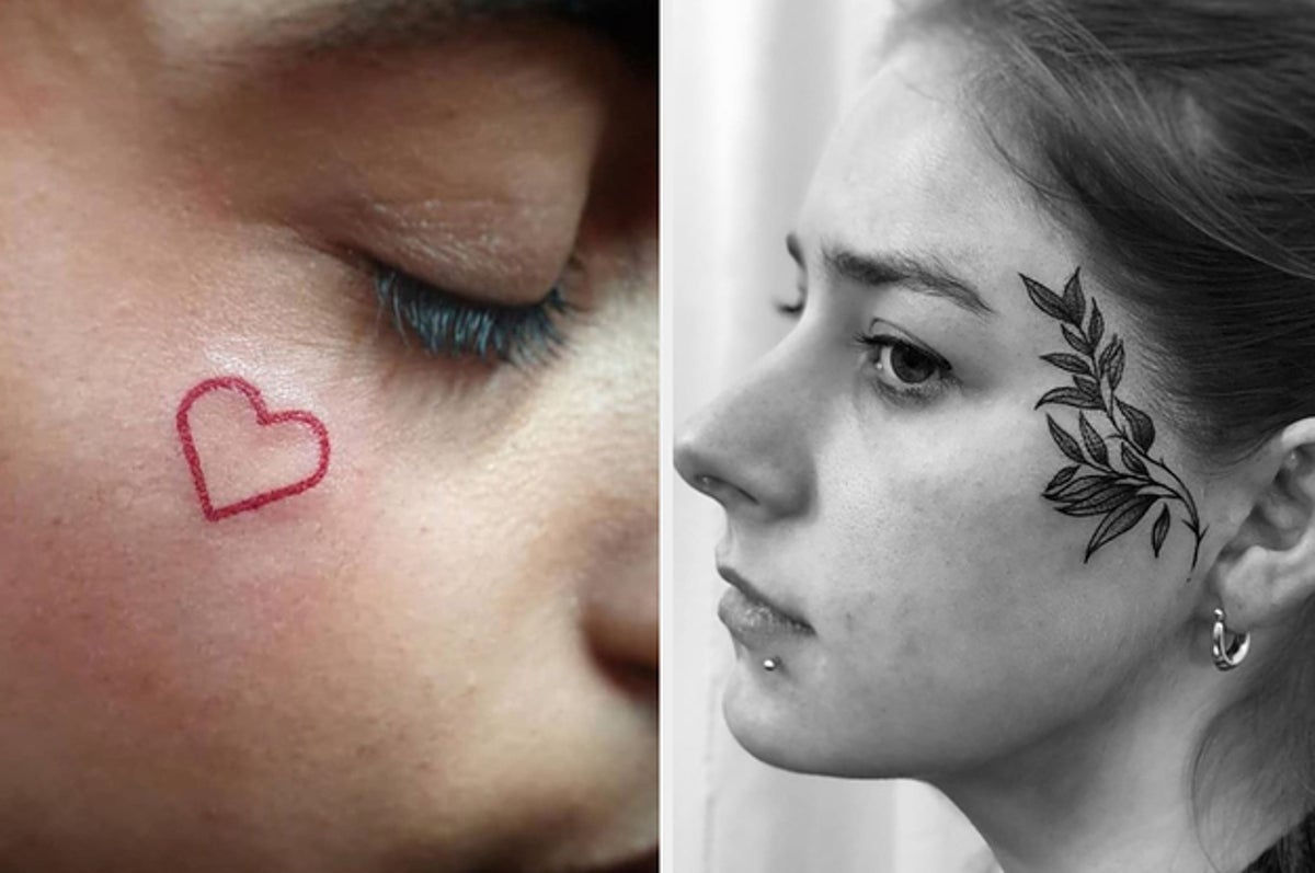 creative small side face tattoo placements for women