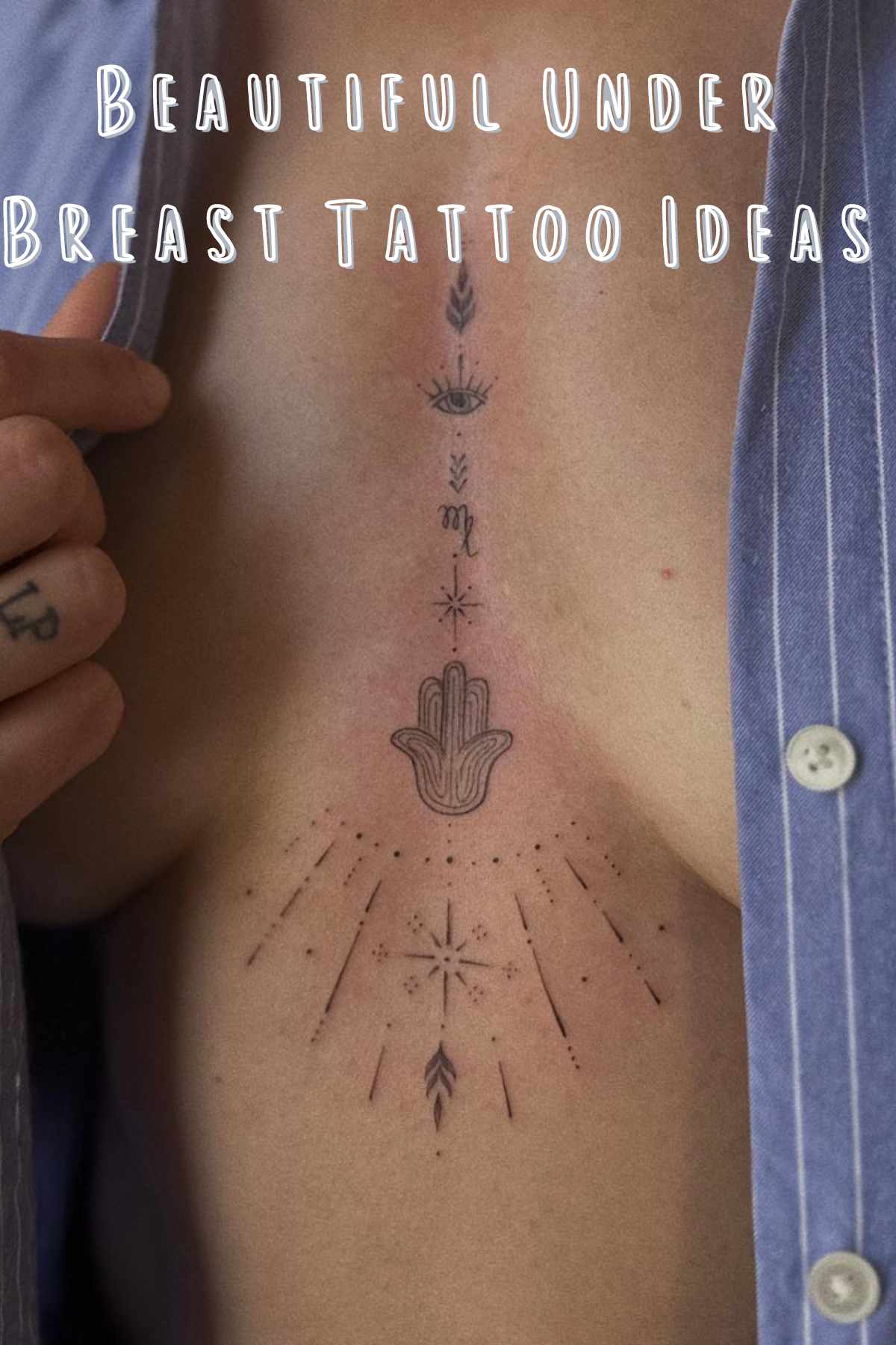 creative under breast tattoo illustrations.