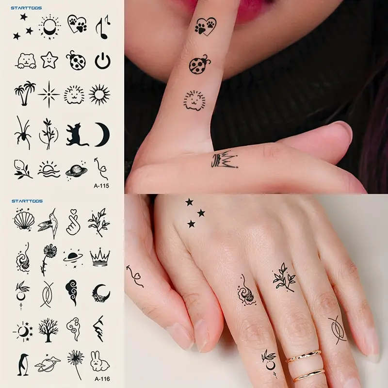 creative wrist small henna tattoo illustrations.