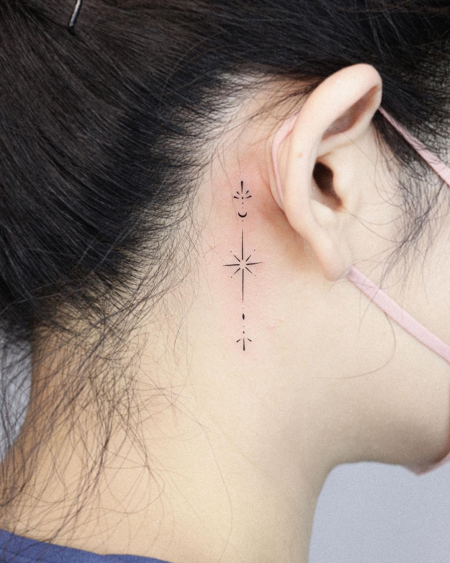 custom small tattoo ideas for behind ear.