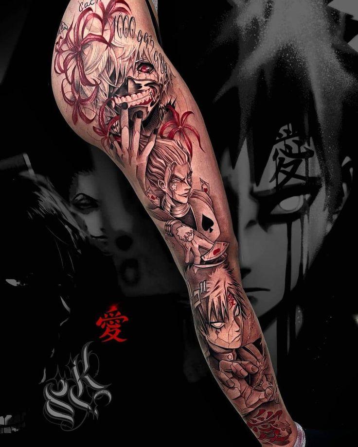 Customizable anime sleeve tattoo designs for fans