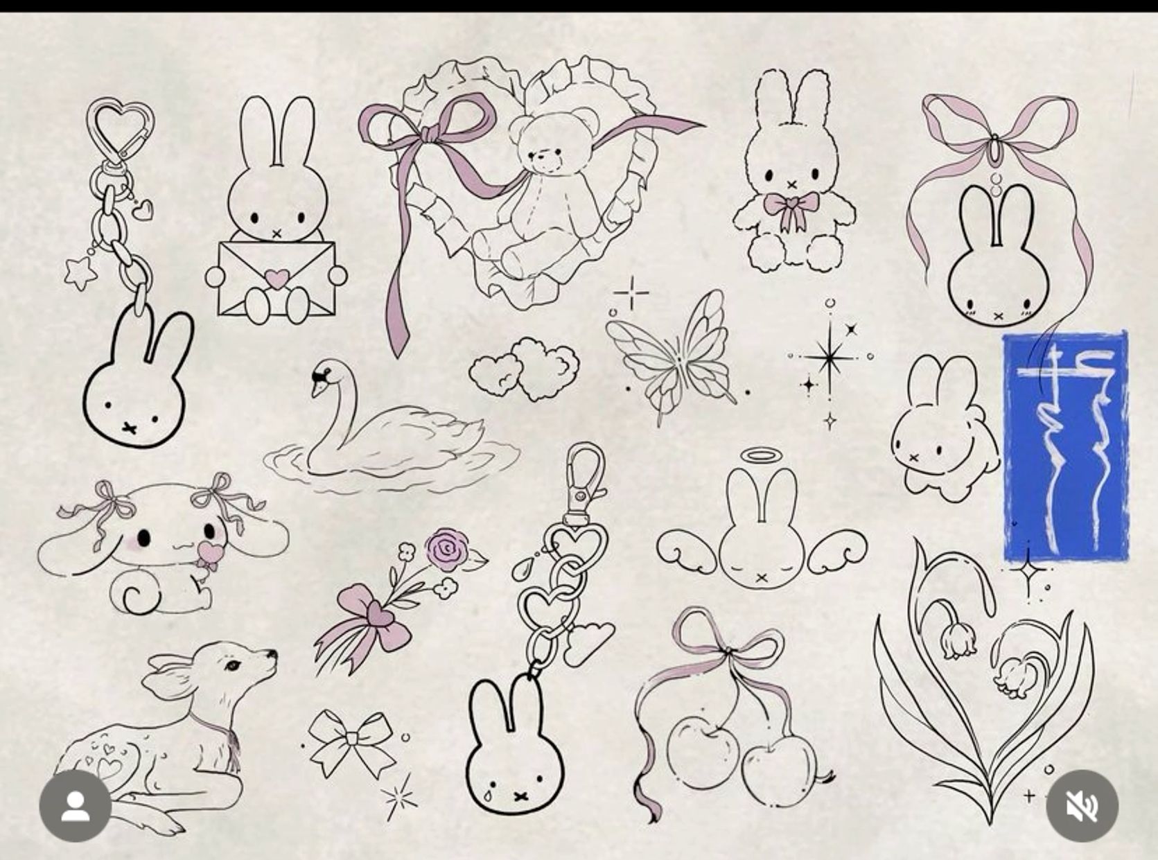 cute small bunny tattoo 0021