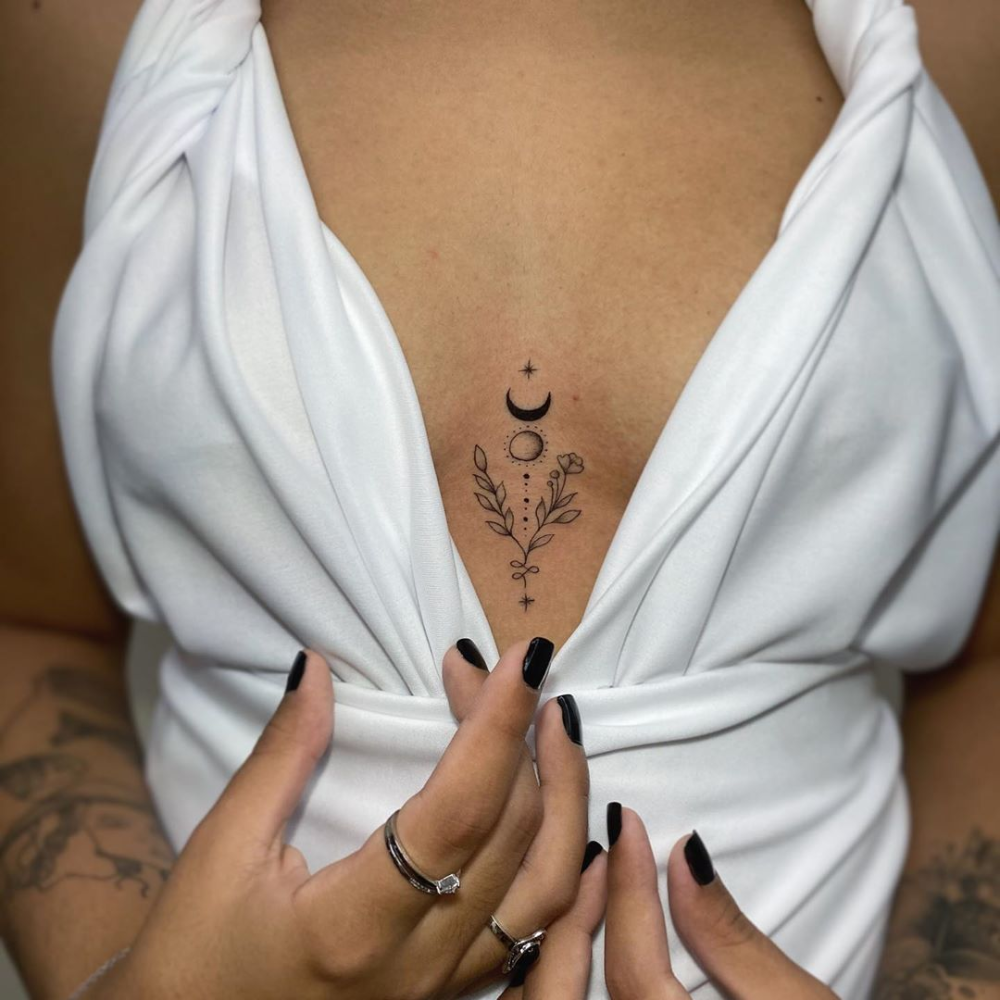 cute small sternum tattoo