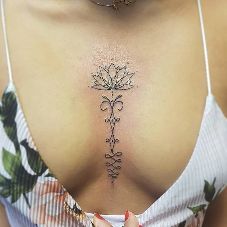 cute small sternum tattoo 0027