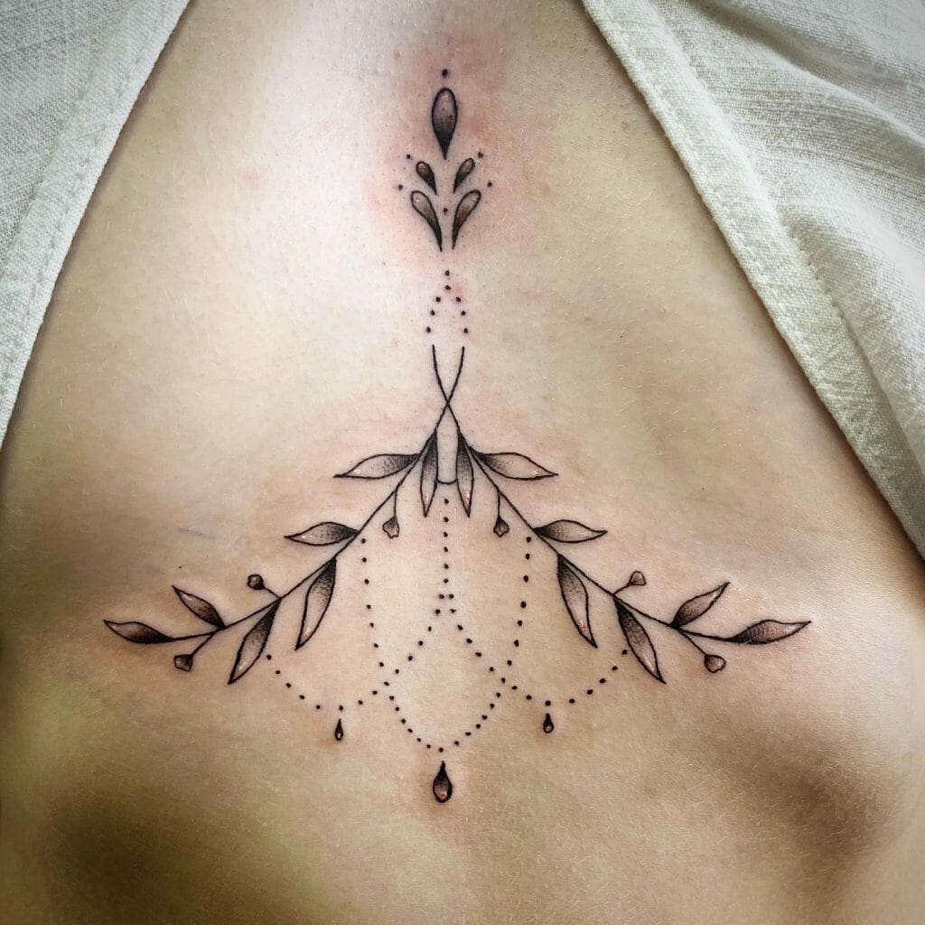 cute small sternum tattoo 0028