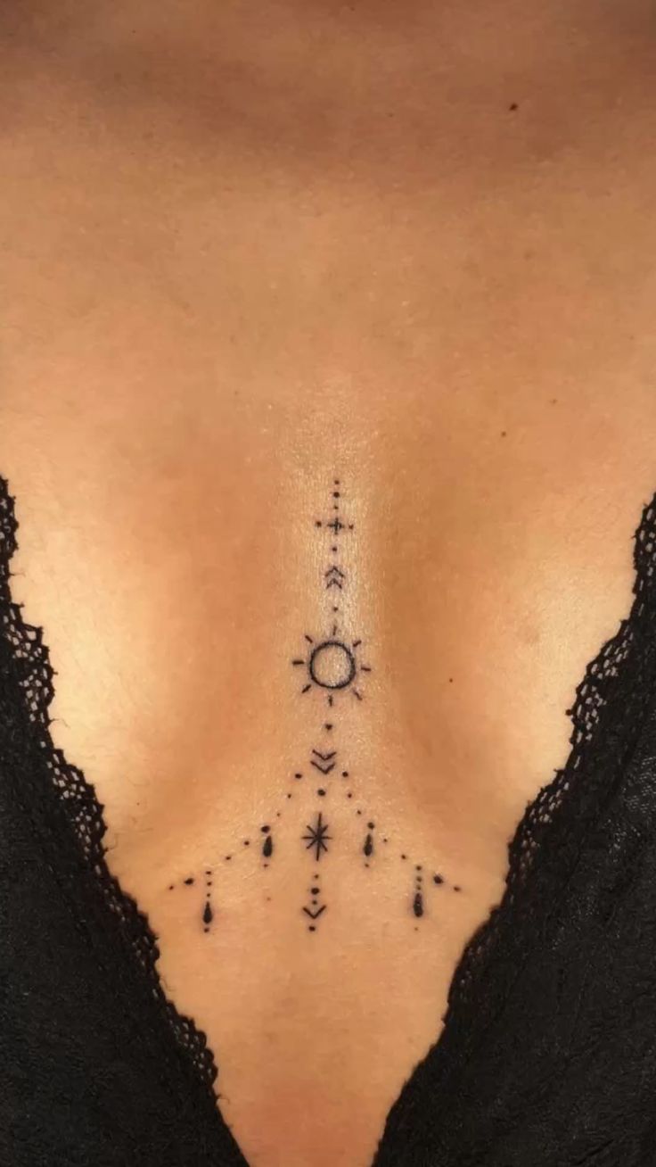 cute small sternum tattoo 0031