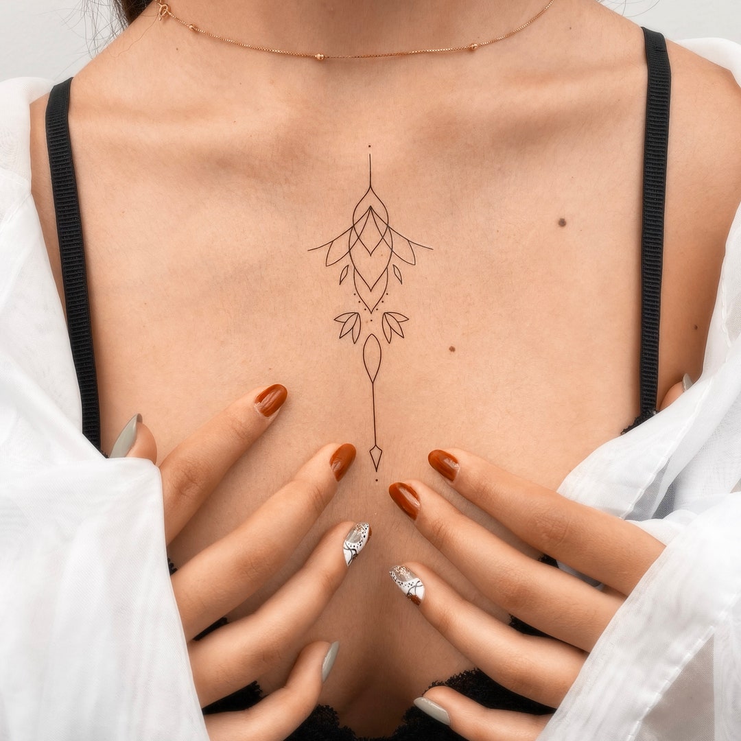 cute small sternum tattoo 0091