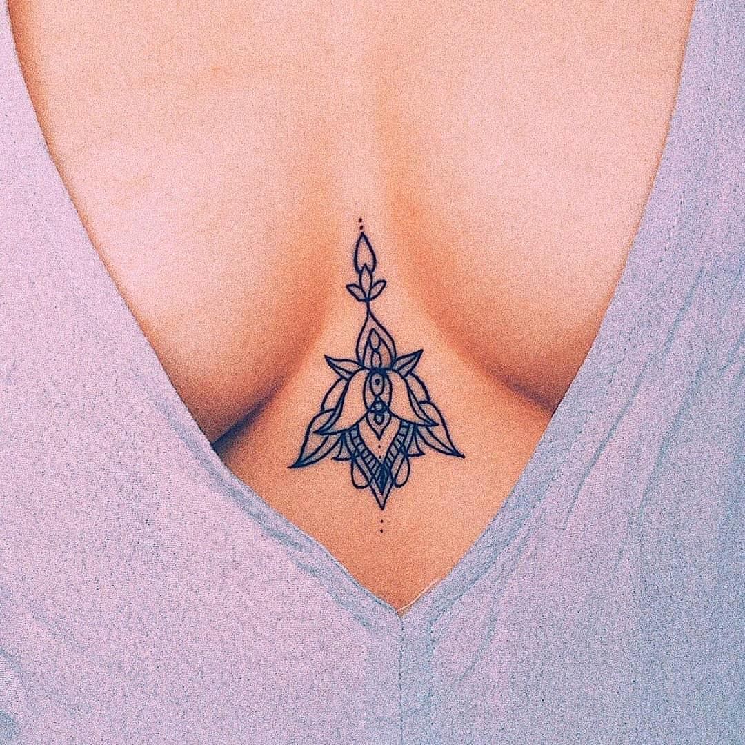 cute small sternum tattoo 0096