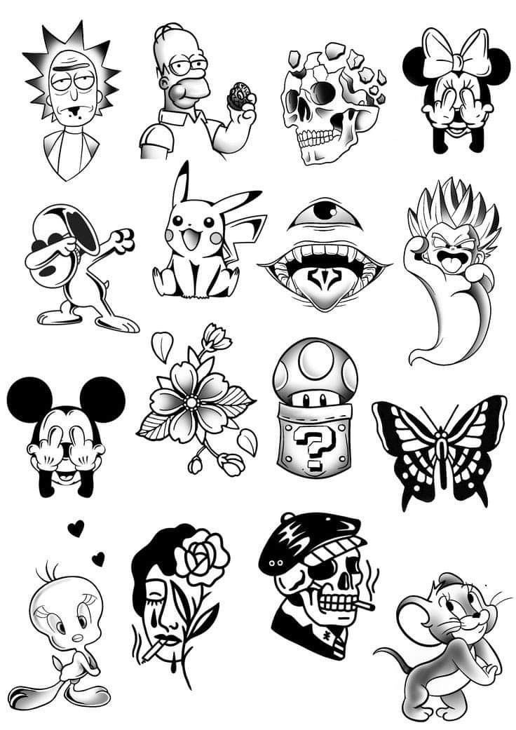 cute tattoo cartoon ideas for men