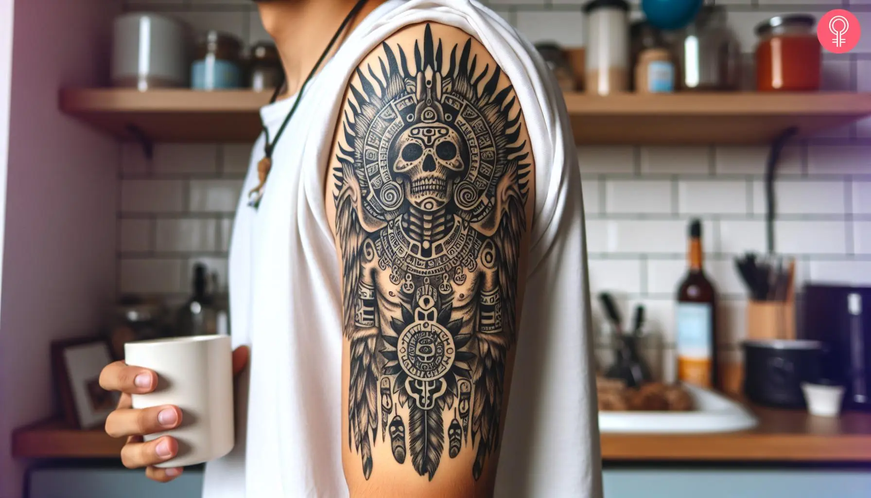 delicate Aztec tattoo artwork.