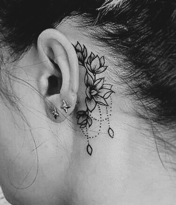 delicate behind ear tattoo ideas