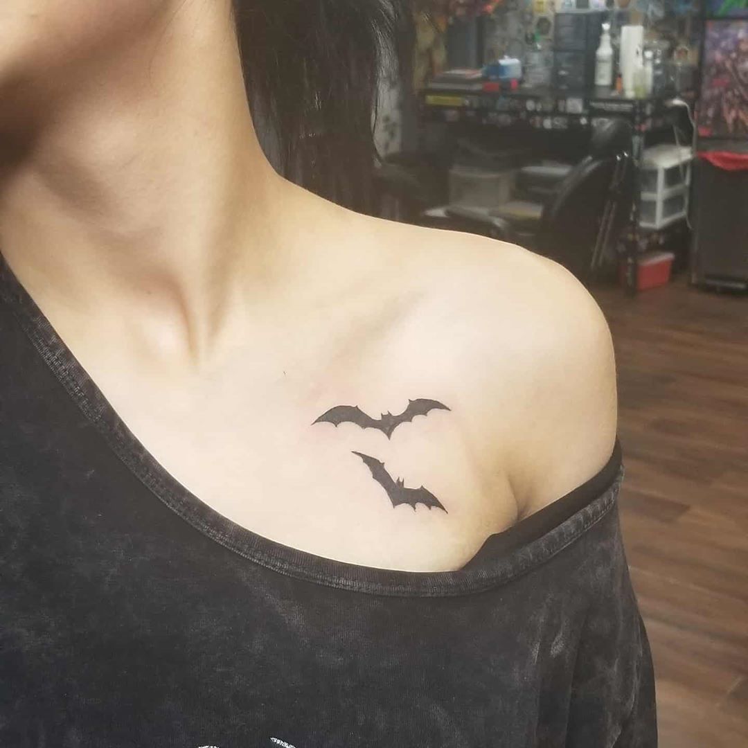 delicate small bat tattoos for women