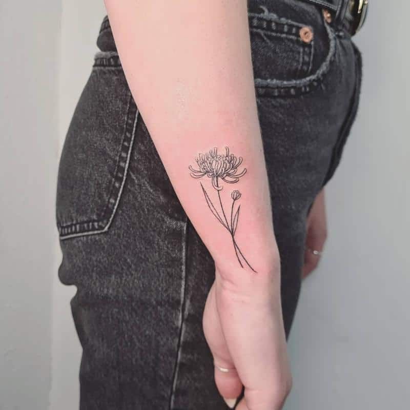 Delicate small chrysanthemum tattoos