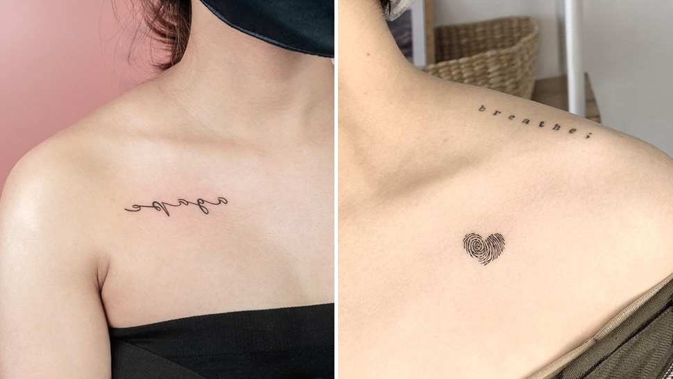 delicate small collarbone tattoos