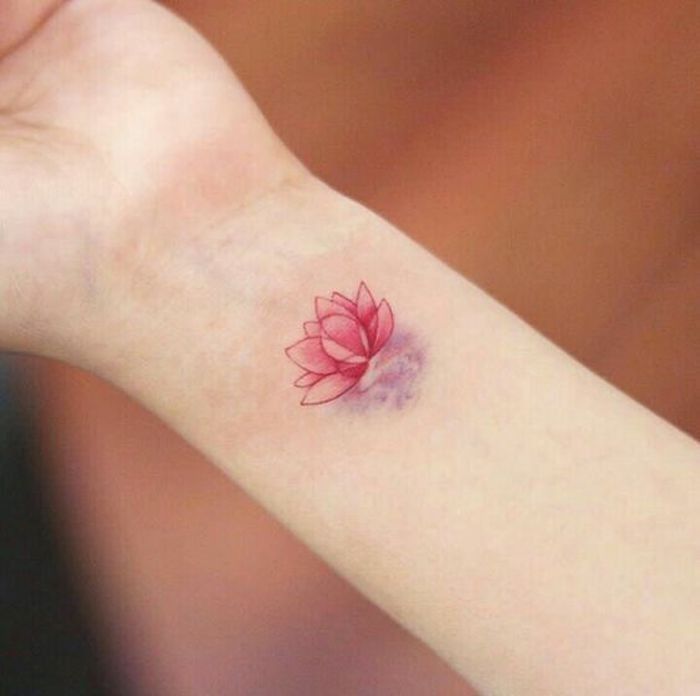 delicate small pink lotus tattoo designs