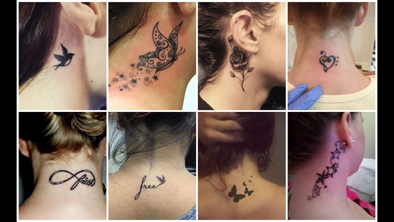 delicate small side neck tattoos for women