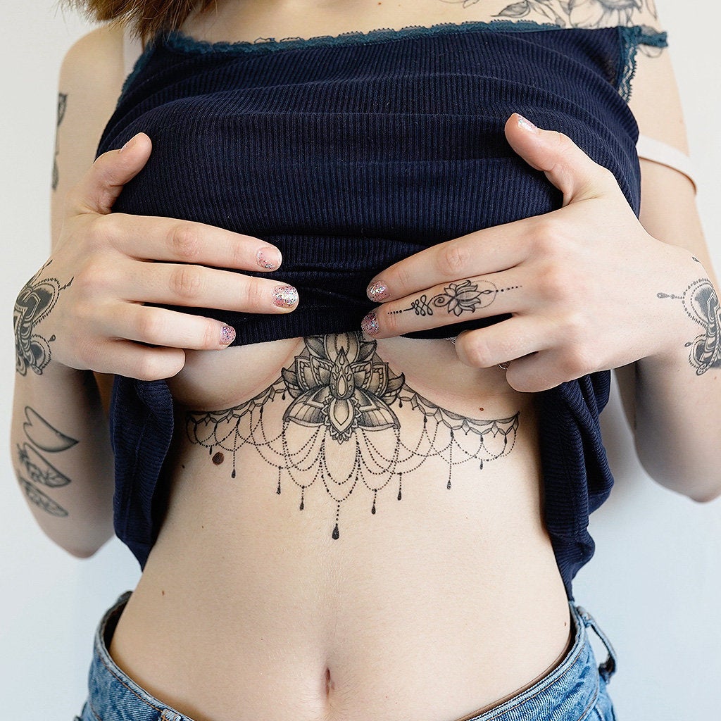 delicate under boob tattoo ideas