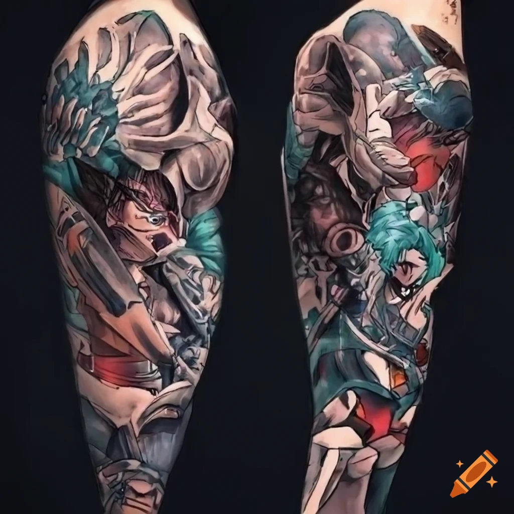 Detailed anime sleeve tattoo concepts