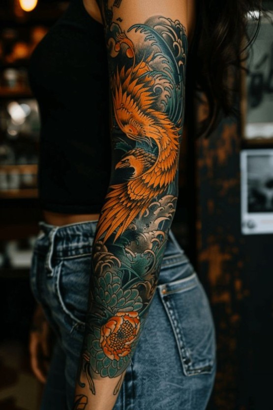 detailed phoenix bird tattoo concepts