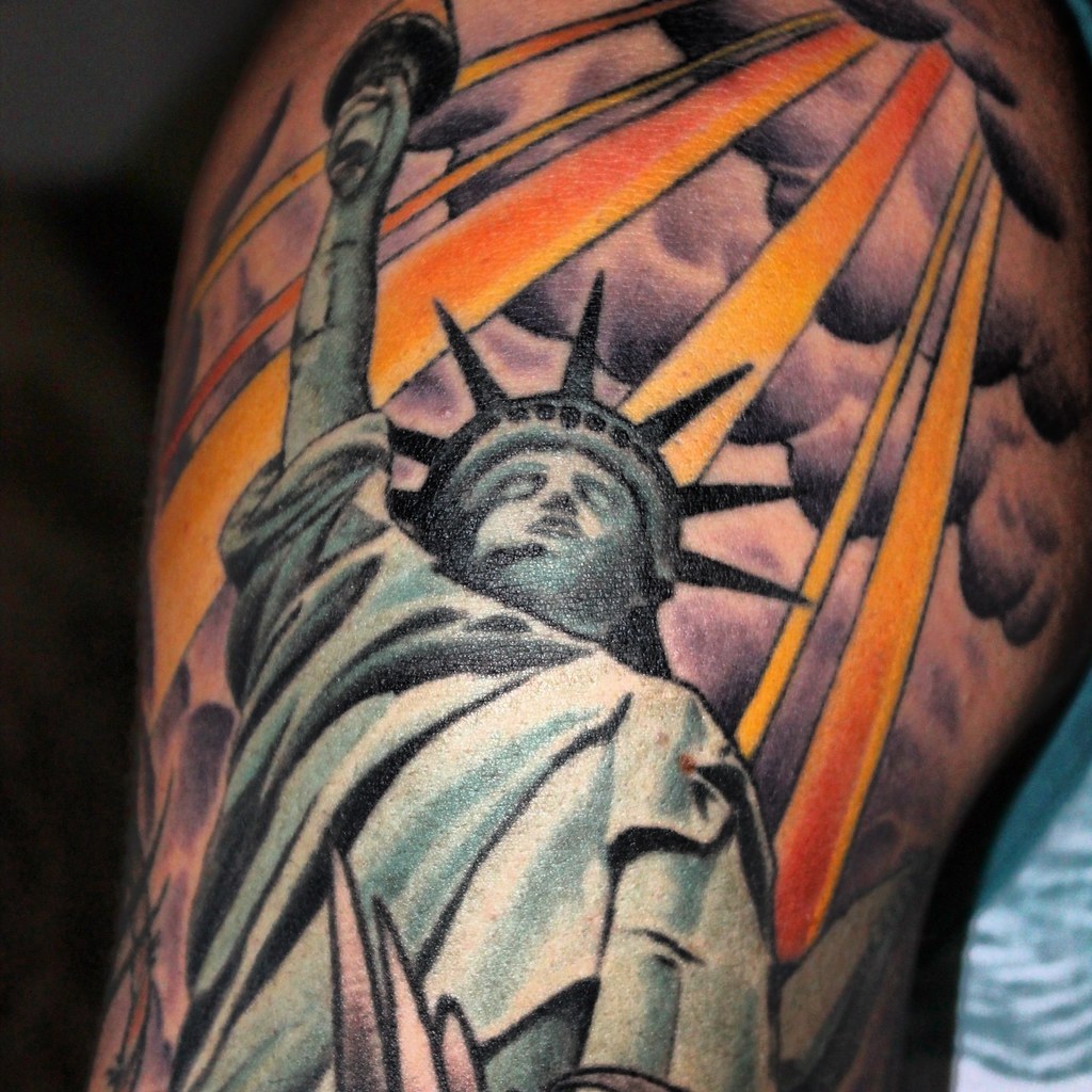 detailed Statue of Liberty tattoo illustrations