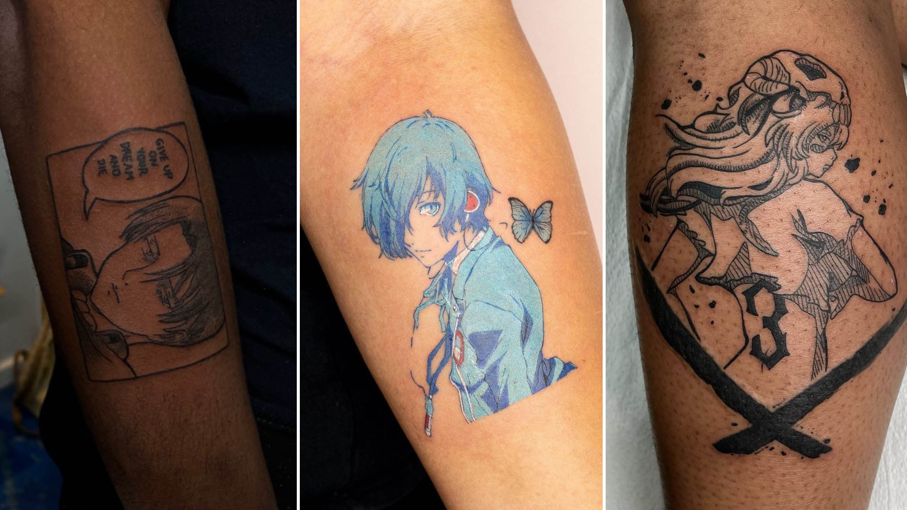 Elegant anime sleeve tattoo ideas for small spaces.