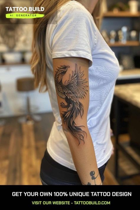 elegant phoenix bird tattoo designs