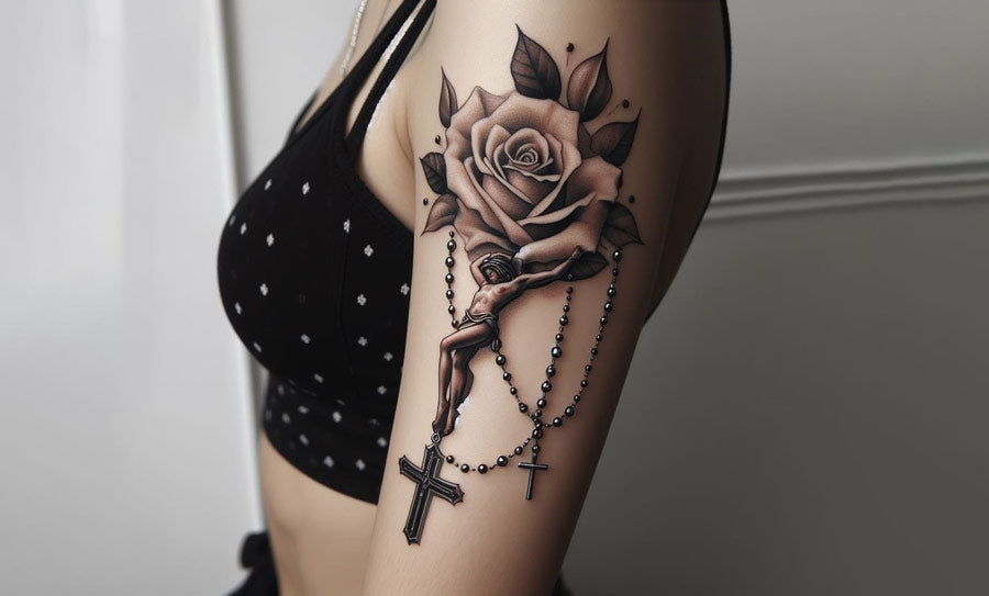 elegant rosary tattoo ideas for discreet placements