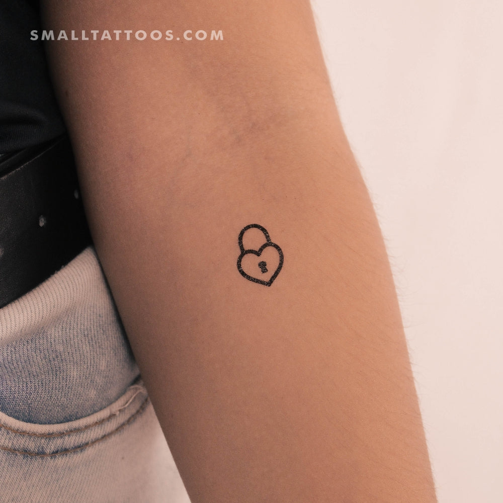 elegant small heart lock and key tattoo inspiration