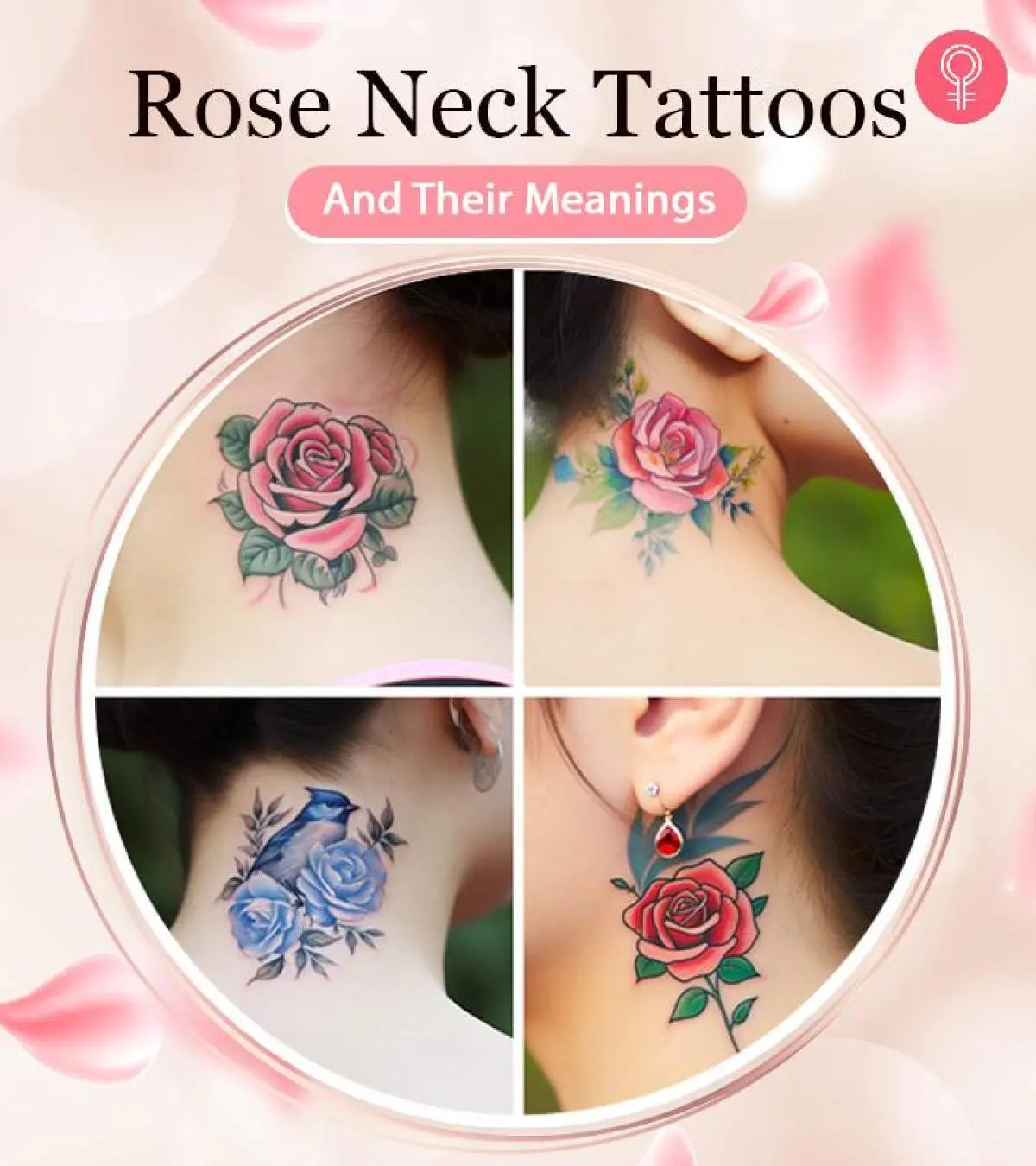 elegant small rose neck tattoo styles