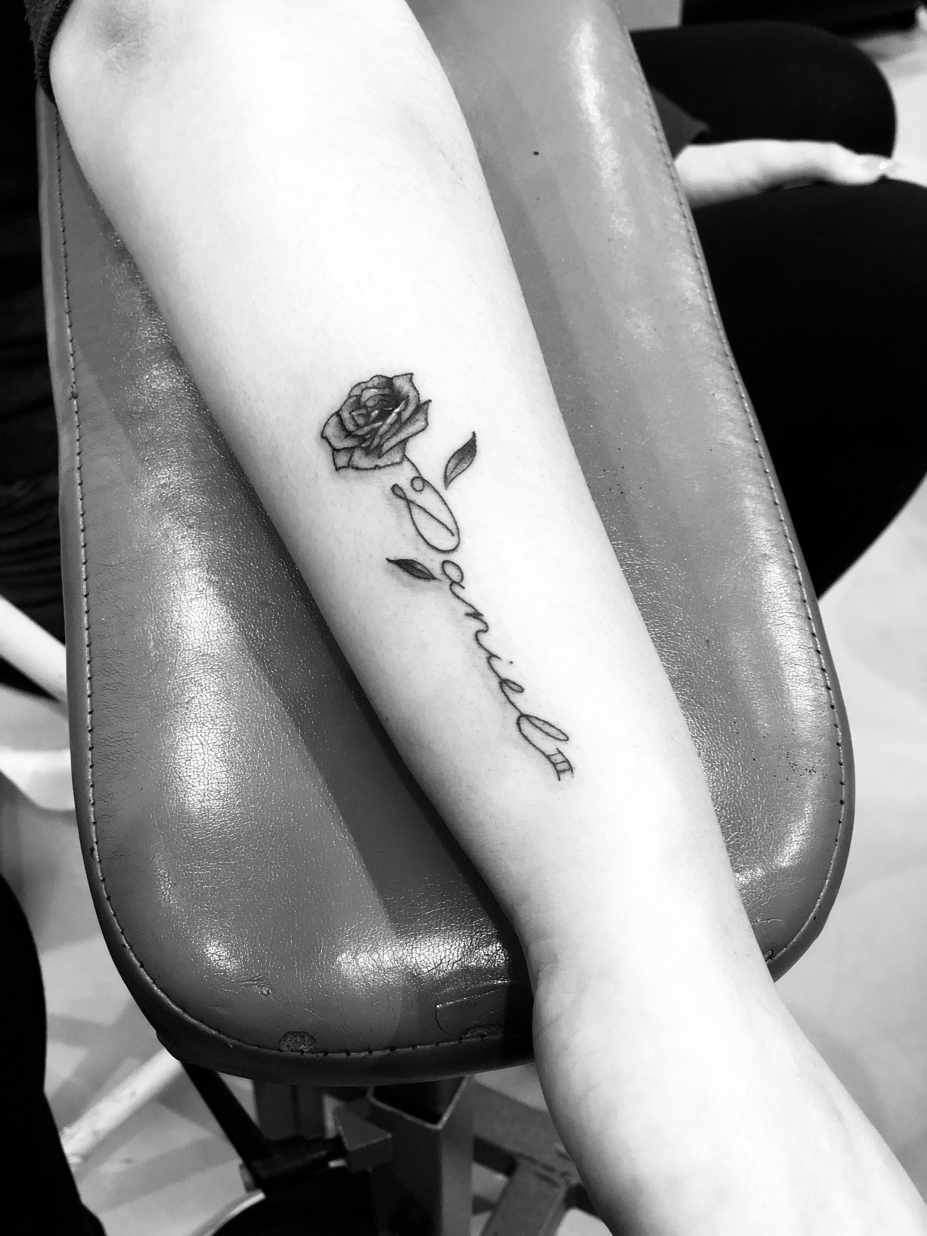 elegant small rose tattoos with name stem