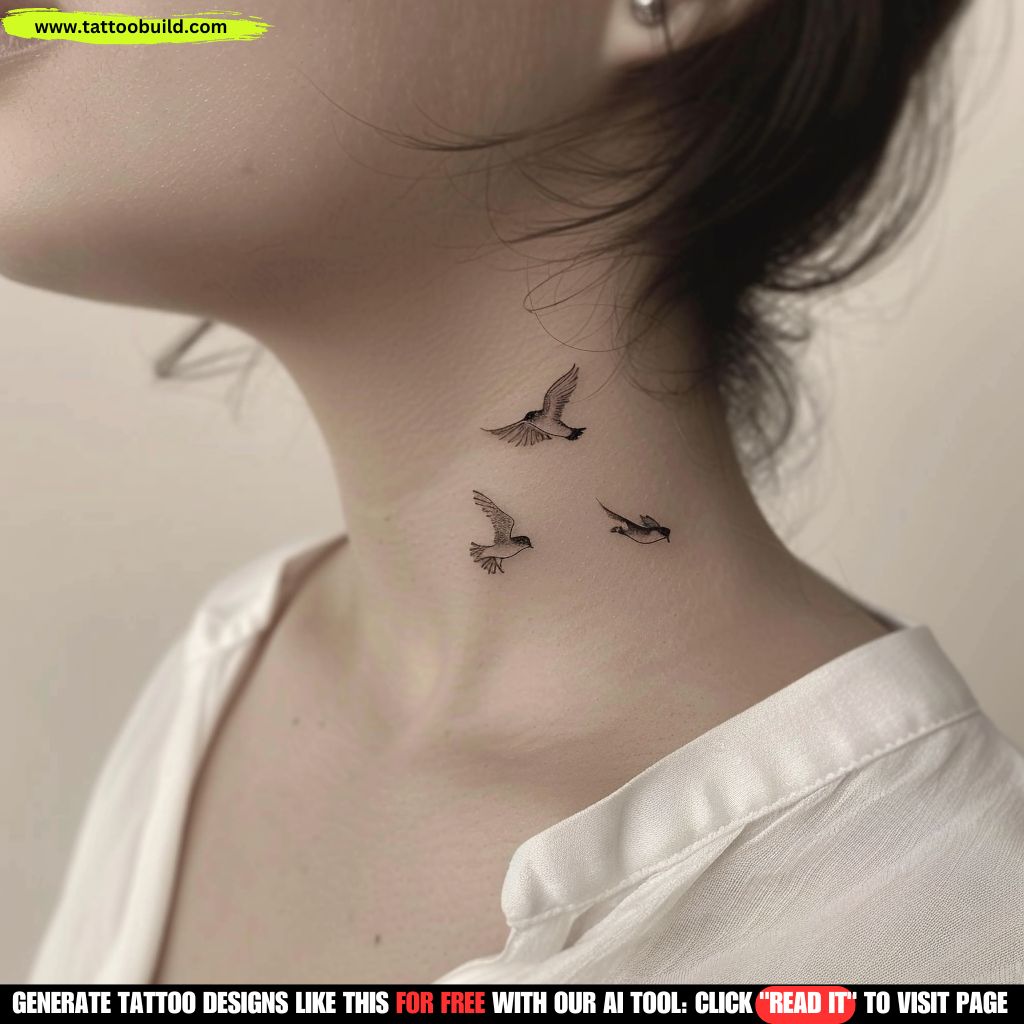 elegant small side neck tattoo designs female